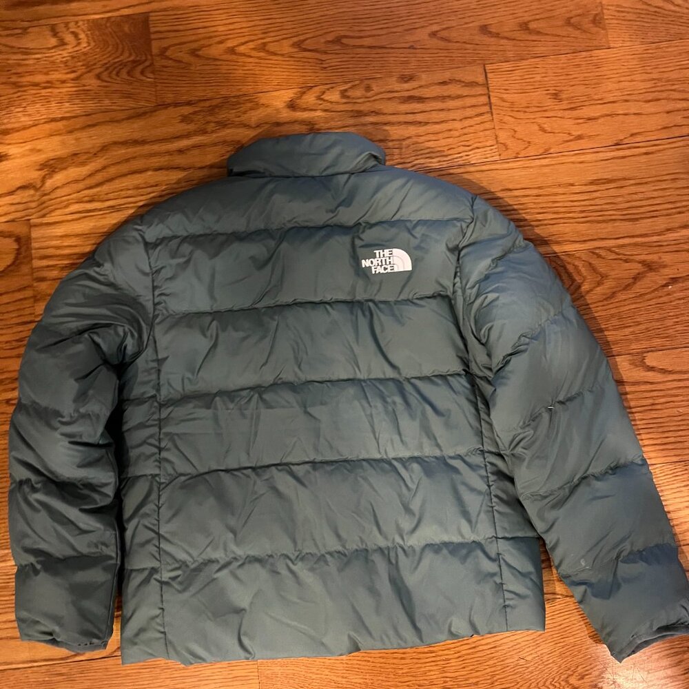 North Face Reversible Sage Green/Black Puffer Jacket Size 10 - Picture 3 of 9